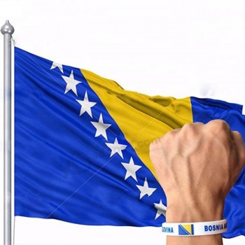Wholesale 68D polyester Bosnia and Herzegovina country flag with heavy metal pole