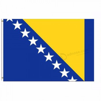 2019 보스니아 헤르체고비나 국기 3x5 FT 90x150cm 배너 100d 폴리 에스테르 사용자 정의 플래그 금속 밧줄 고리