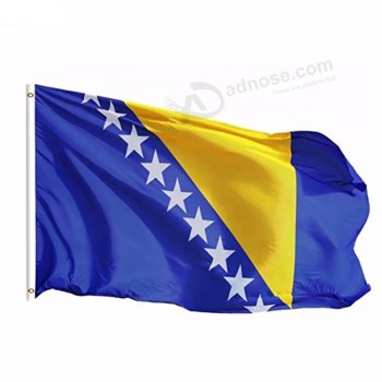 bandiera all'ingrosso in poliestere 68D poliestere bosnia ed erzegovina con asta in metallo pesante
