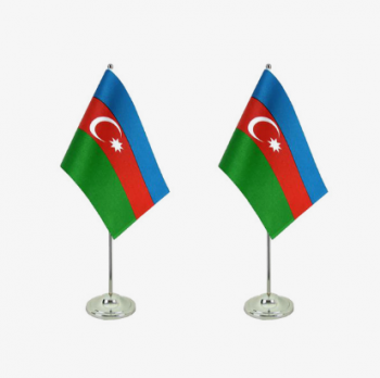 azerbaijan table flag with metal base /azerbaijan desk flag with stand