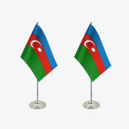 bandera de mesa de azerbaiyán con base de metal / bandera de escritorio de azerbaiyán con soporte