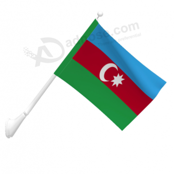 banner de bandera de azerbaiyán montado en la pared de poliéster de alta calidad