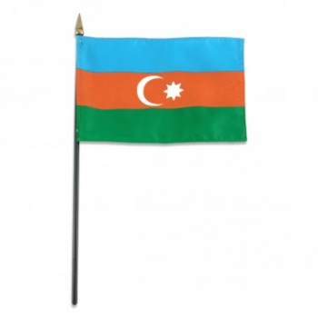 banderas de poliéster de azerbaiyán de mano con poste de plástico
