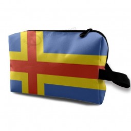Cosmetic Bags Aland Islands Flag Cute Multifunction Sewing Kit Medicine Makeup Storage Bag for Travel Camping Gym