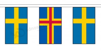 공장 사용자 정의 좋은 품질의 올란드 제도 및 스웨덴 소재 문자열 플래그 / 깃발 천 5m (16 ') 길이 14 플래그