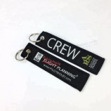 keychain feito sob encomenda da correia do bordado, etiquetas chaves tecidas personalizadas do bordado do keychain