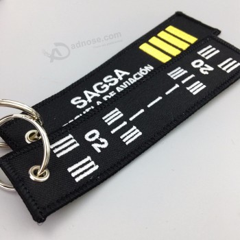 自己设计的面料纪念品定制徽标刺绣钥匙扣钥匙标签