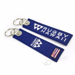 fashionable embroidered woven keychain for motorcycle