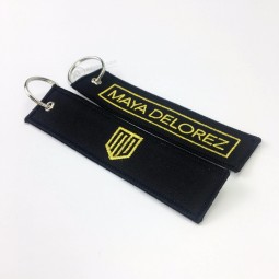Gewohnheit des Fabrikförderungsgeschenks stickte keychain Gewebeschlüsselanhänger