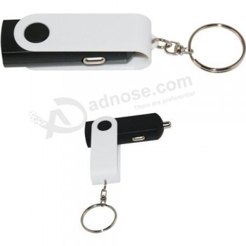 Customized good price Swivel USB Car Adapter Key Chain with high quality