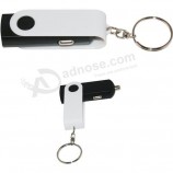 aangepaste goede prijs draaibare USB auto-adapter sleutelhanger met hoge kwaliteit