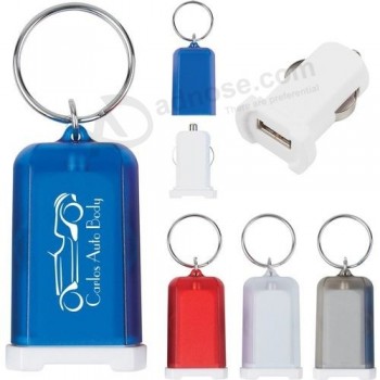 Großhandel benutzerdefinierte Mini-USB-Autoladegerät Schlüsselanhänger