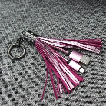 kreative Geschenke USB 2.0 androides kurzes Kabel, das ledernes keychain Quasten USB-Kabel auflädt Für Samsung