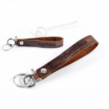 customized high quality keychain with metal and leather key tags key holder