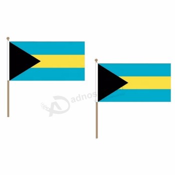 Bandera de Bahamas de mano de 14 * 21 cm personalizada con poste de plástico
