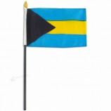 Custom polyester fabric national fans Bahamas waving hand flag