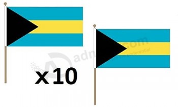 Bahama's vlag 12 '' x 18 '' houten stok - Bahamaanse vlaggen 30 x 45 cm - banner 12x18 in met paal