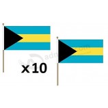 Bahamas Flag 12'' x 18'' Wood Stick - Bahamian Flags 30 x 45 cm - Banner 12x18 in with Pole