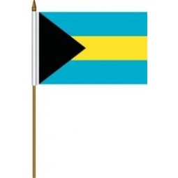 Großhandel benutzerdefinierte Bahamas kleine 4 X 6 Zoll Mini Land Stick Flagge Banner mit 10 Zoll Kunststoffstange ... große Qualität Polyester