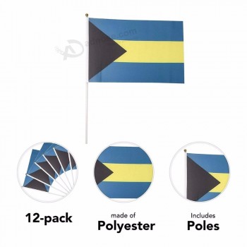 bandera de mano impresa personalizada de poliéster mini bahamas country para la venta