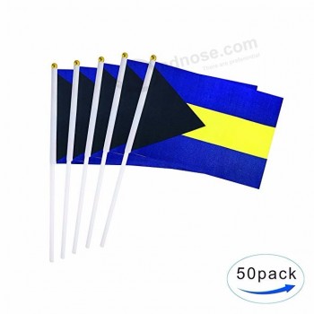 bandera bahameña de mano bandera de bahamas bandera de palo pequeña mini bandera 50 paquete redondo Top banderas nacionales del país, decoraciones de fiesta supl