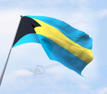 さまざまな国のポリエステル国旗を飛んでいる新しいデザインのバハマの旗