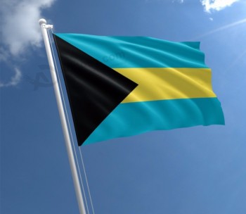 Super Qualität Satin Stoff Glitzer Farbdruck Bahamas Flagge