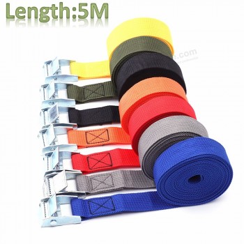 5M*25mm Car tension rope Tie down strap strong ratchet belt luggage Bag cargo lashing with metal buckle Tow rope tensioner