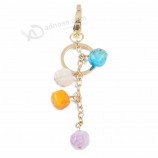 Wholesale custom latest fashion colorful  natural stone keychains stainless steel agate beads crystal keychain