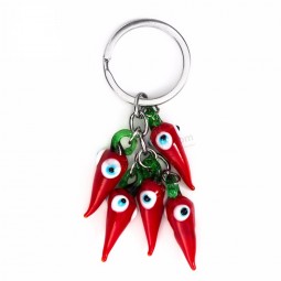Lucky Eye Red Chilli keychain Bead Tassel Evil Eye keychain For Woman Man Jewelry Car Key Chain Gifts EY5267