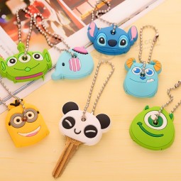 fashion cute anime cartoon silicone Key cover Owl minions bear Key caps keyring keychain ball beads chain wedding party gift