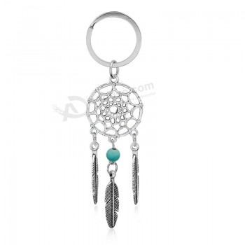 QIHE JEWELRY Gift Pink Black Beads Dreamcatcher Feather Wind Chimes Dream Catcher Key Chain Women Vintage Indian Style Keychain
