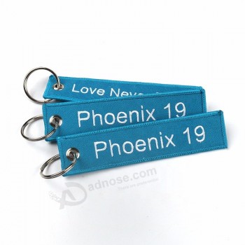 Custom Fabric Key Tag Embroidery Bags Keychain in Bulk with Base Brand Logo Designed