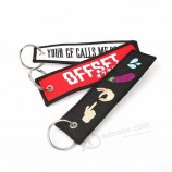 Female Various Style Fabric Key Tag Metal Ring Embroidery Key Chains for Women