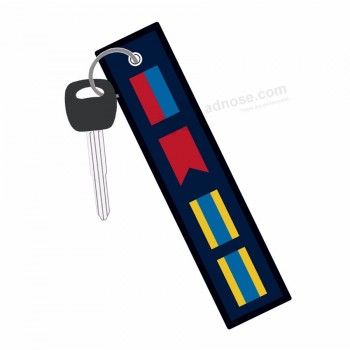 Pilot embroidery key tag with key ring