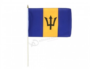 Factory custom polyester barbados hand held flag