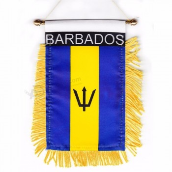 Tassel edge decorative hanging Barbados national wall pennant flag