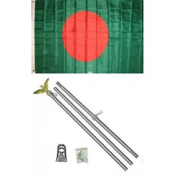 3 ft x 5 ftバングラデシュ国旗アルミニウムポールキットセットホームとパレード、公式パーティー、屋内外の全天候用