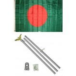 3 piedi x 5 piedi in alluminio bandiera bangladesh con asta Kit set per casa e sfilate, festa ufficiale, per tutte le stagioni all'aperto all'aperto