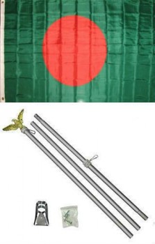 3 pies x 5 pies bandera de bangladesh de aluminio con poste Kit para hogar y desfiles, fiesta oficial, todo clima en interiores y exteriores