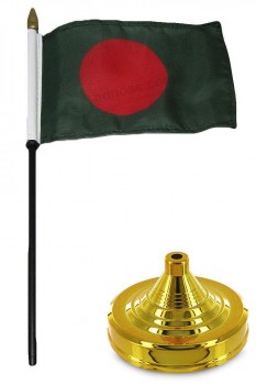 bangladesh 4 polegada x 6 polegada bandeira mesa conjunto mesa vara de madeira pessoal com base de ouro para casa e desfiles