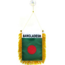 Bangladesh mini banner 6 '' x 4 '' - Bangladesh wimpel 15 x 10 cm - mini banners 4x6 inch zuignap hanger