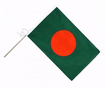 Wholesale custom Bangladesh national flag plastic stick hand flag