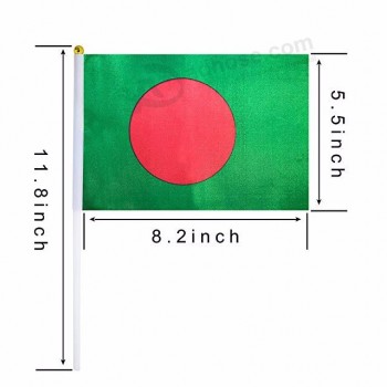 Großhandel 14 * 21cm Bangladesch Hand Flagge mit hoher Qualität