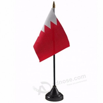 Venta caliente mini bandera de mesa de bahrein con asta de bandera