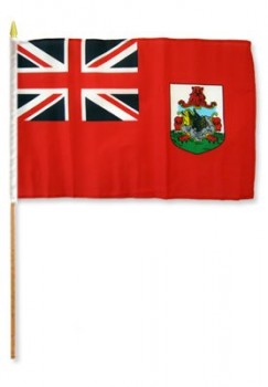 venta al por mayor personalizada de una docena de banderas de palo bermuda 12x18in.