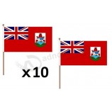Bermuda Flag 12'' x 18'' Wood Stick - Bermudian Flags 30 x 45 cm - Banner 12x18 in with Pole