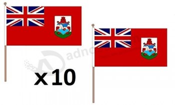 Bermuda Flag 12'' x 18'' Wood Stick - Bermudian Flags 30 x 45 cm - Banner 12x18 in with Pole
