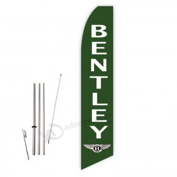 Bentley (verde) bandiera piuma super novo - completa di set da 15 piedi e punta a terra