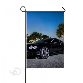 Садовый флаг Bentley Continental Gt черный вид сбоку 12х18